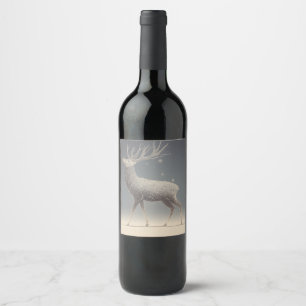Intricate Geometric Line Art of a Majestic Stag Wine Label