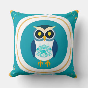 Intricate Geometric Owl Illustration Cushion