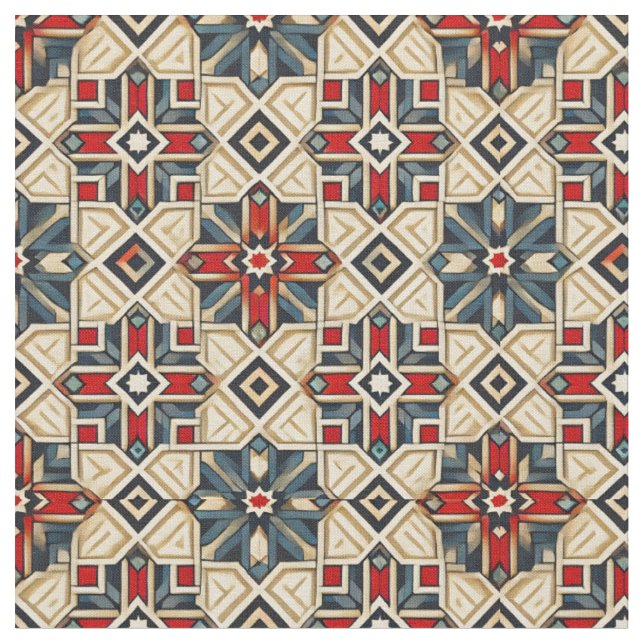 Intricate Geometric Pattern with Bold Colours Fabric (Close Up)