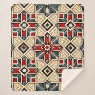 Intricate Geometric Pattern with Bold Colours Sherpa Blanket
