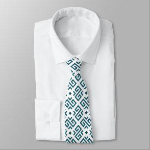 Intricate geometric pattern with teal Greek Tie