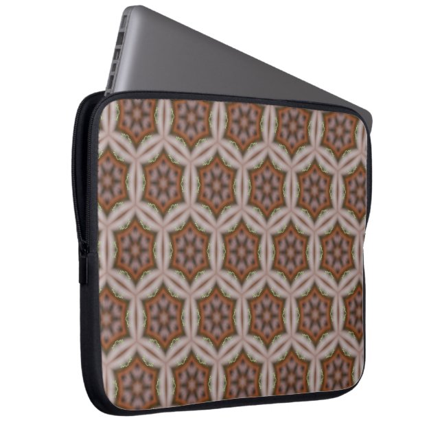 Intricate Geometric Star Pattern in Earth Tones Laptop Sleeve (Front Right)
