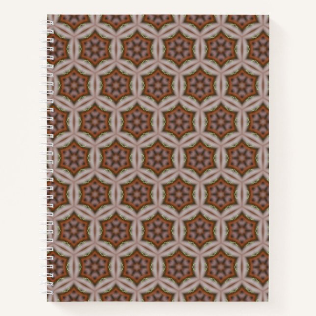 Intricate Geometric Star Pattern in Earth Tones Notebook (Front)
