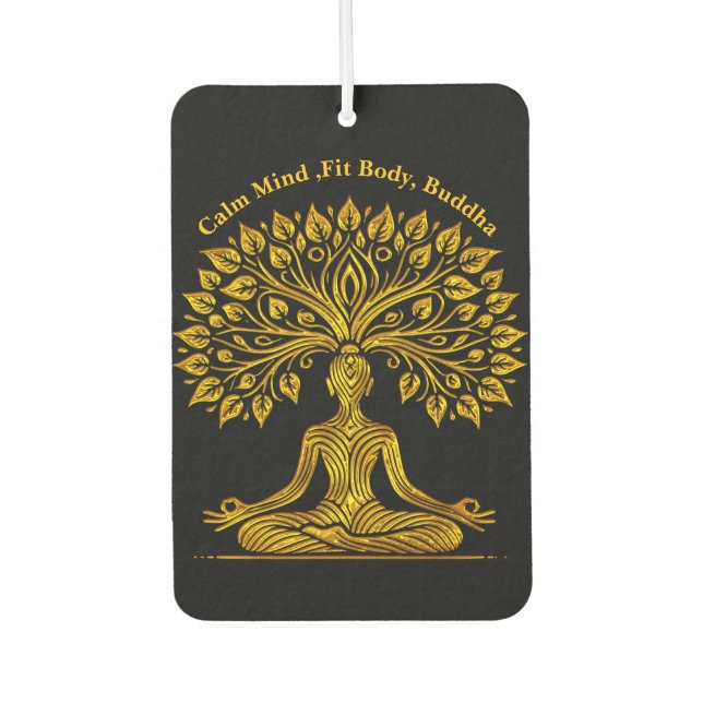 Intricate Gold Buddha Sculpture Car Air Freshener (Front)