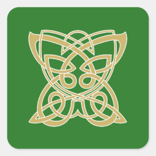 Intricate Gold Celtic Butterfly  Square Sticker