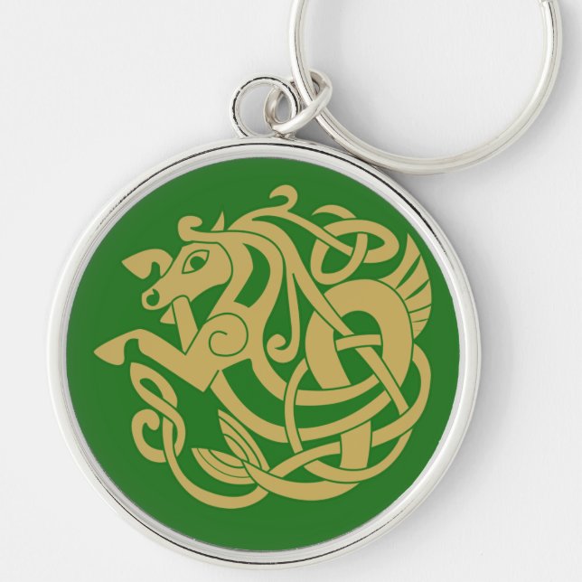 Intricate Gold Celtic Horse Pattern  Key Ring (Front)