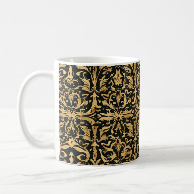 Intricate Gold Ornamental Pattern Coffee Mug (Left)