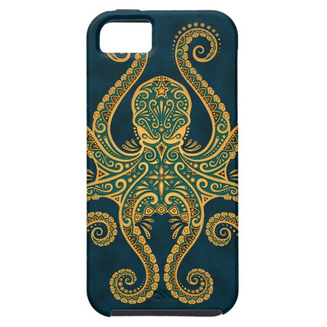 Intricate Golden Blue Octopus Case-Mate iPhone Case (Back)