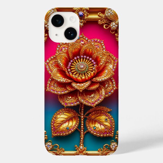 Intricate Golden Flower Art Case-Mate iPhone Case (Back)