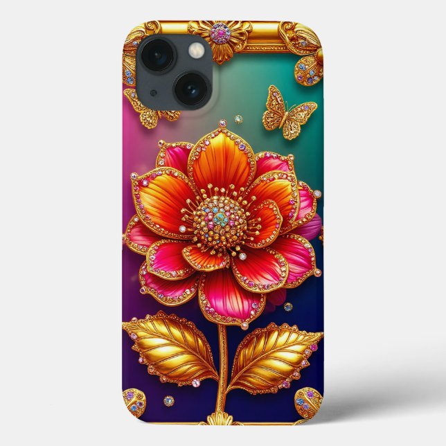 Intricate Golden Flower Art Case-Mate iPhone Case (Back)