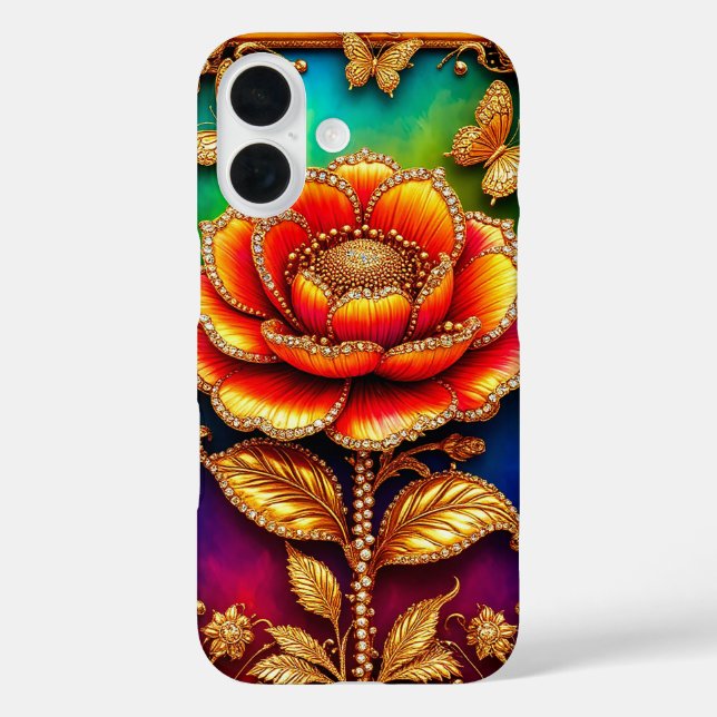 Intricate Golden Flower Art Case-Mate iPhone Case (Back)