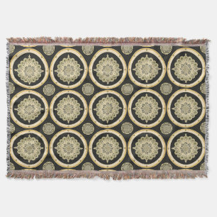 Intricate Golden Mandala Design Throw Blanket