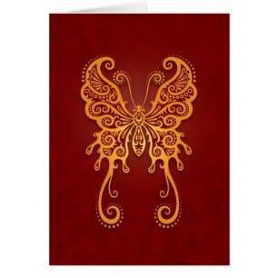 Intricate Golden Red Butterfly
