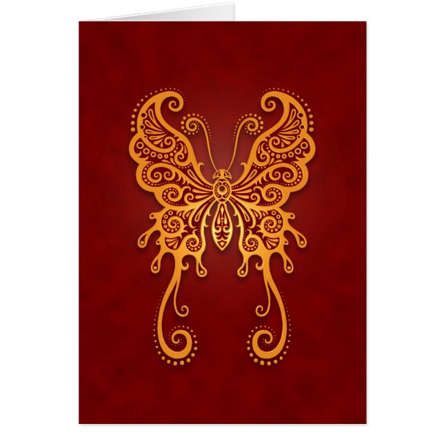 Intricate Golden Red Butterfly (Front)