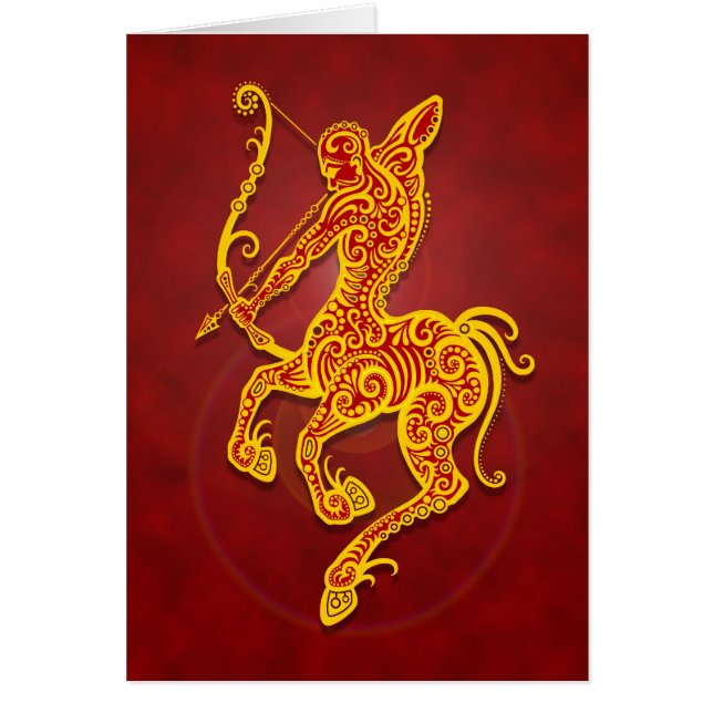 Intricate Golden Red Tribal Sagittarius (Front)