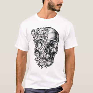 Intricate Gothic Half Skull Sticker T-Shirt