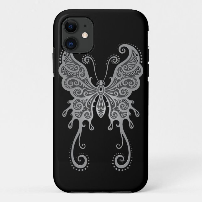 Intricate Gray Butterfly Case-Mate iPhone Case (Back)
