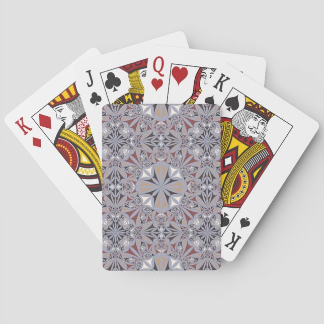 Intricate Grayscale Floral Mandala Pattern Custom  Playing Cards (Back)