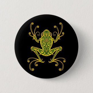 Intricate Green and Black Tree Frog 6 Cm Round Badge