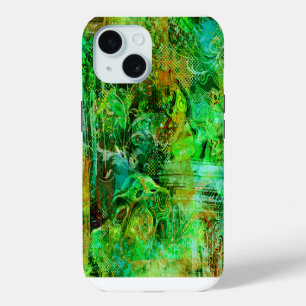 Intricate Green Textures iPhone 15 Case