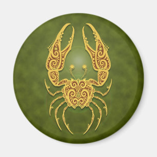 Intricate Green Tribal Cancer Magnet