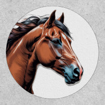 Intricate Horse Head Patch – Bold Brown