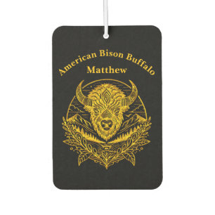 Intricate Illustration of a Gold Bison in Nature Car Air Freshener