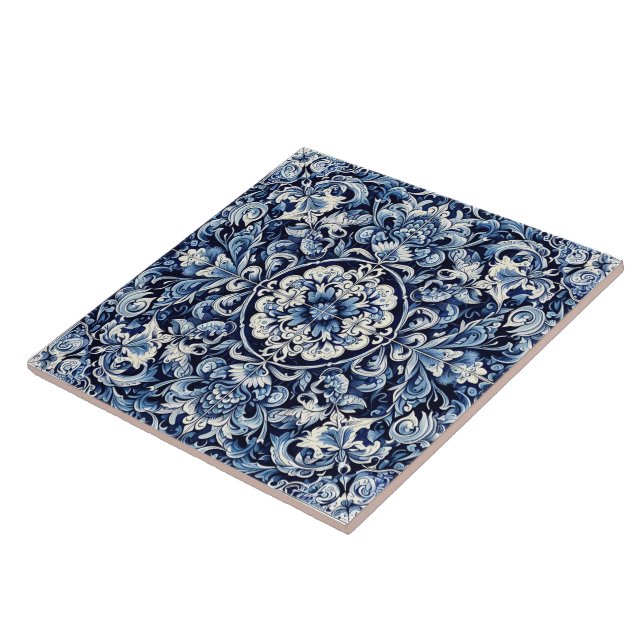 Intricate Indigo Blue Azulejo Tiles (Side)