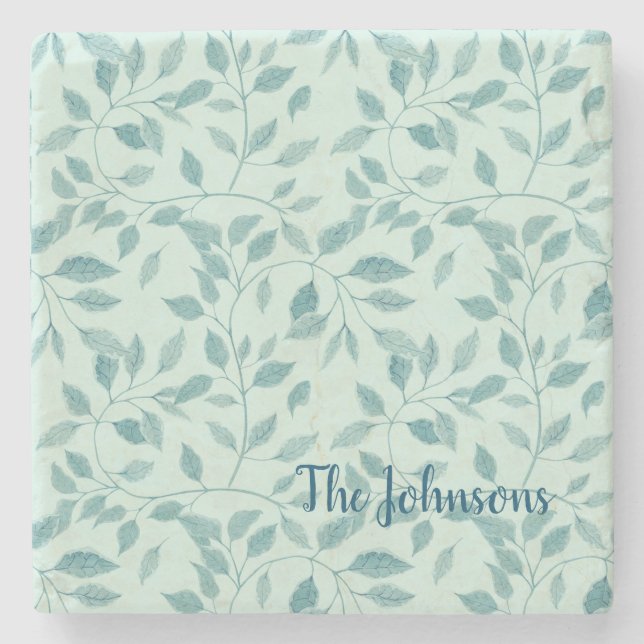 Intricate Ivy Botanical Pattern Stone Coaster (Front)