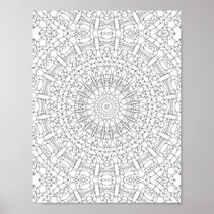 Intricate Kaleidoscope Mandala Coloring Page Poster