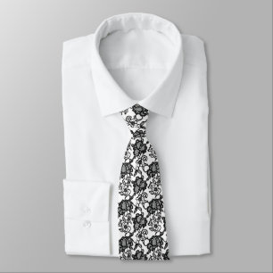 Intricate Lace Black Pattern Tie