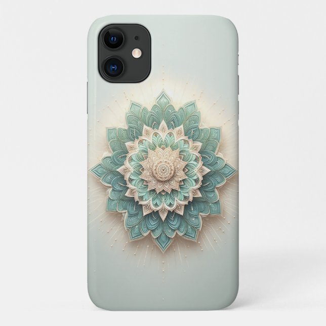 Intricate Layered Geometric Bloom - Modern Teal &  Case-Mate iPhone Case (Back)