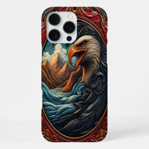 Intricate Leather Carving of an Eagle and Nature iPhone 16 Pro Max Case