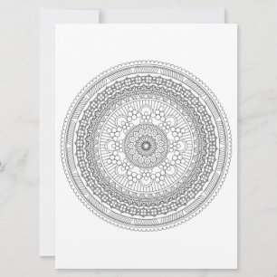 Intricate Mandala Black Lines Colouring Template v