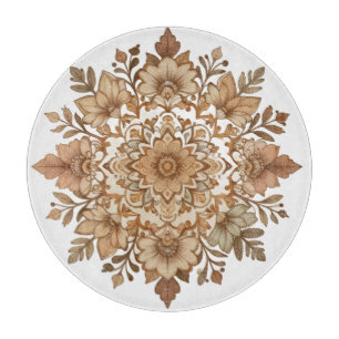 Intricate Mandala Floral Brown Tones Art Cutting Board