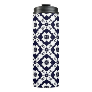 Intricate Motifs in Black and White Contrast Thermal Tumbler