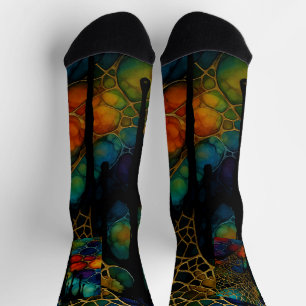 Intricate Multi-Layered Alcohol Ink Pattern Socks