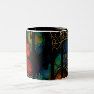 Intricate Multi-Layered Alcohol Ink Pattern Two-Tone Coffee Mug
