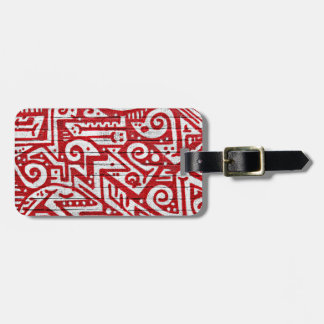 Intricate Mural in Red and White Luggage Tag