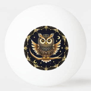 Intricate Night Owl Illustration Ping Pong Ball