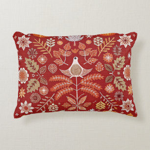 Intricate Nordic Embroidered Throw Pillow Cover 