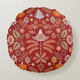 Intricate Nordic Embroidered Throw Pillow Cover 