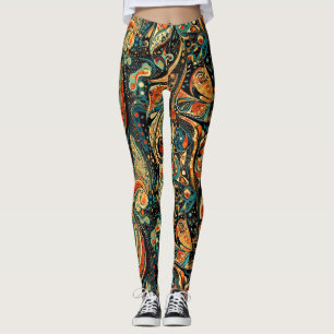 Intricate Ornamental Floral Pattern Leggings