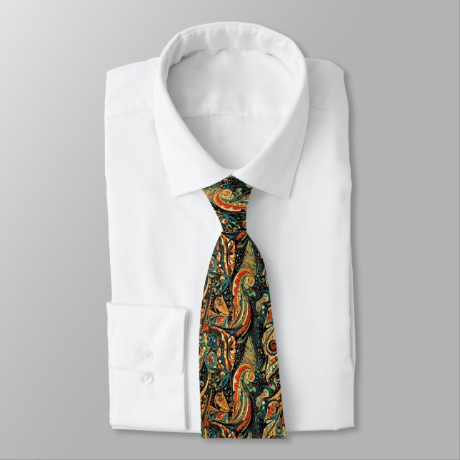 Intricate Ornamental Floral Pattern Tie (Tied)