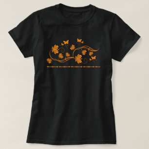 Intricate Ornate Floral Swirl and Butterflies T-Shirt