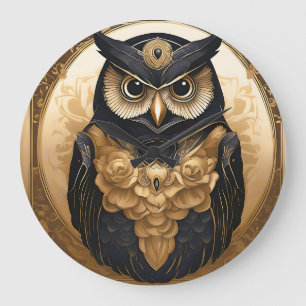 Intricate Owl Vintage Large Clock