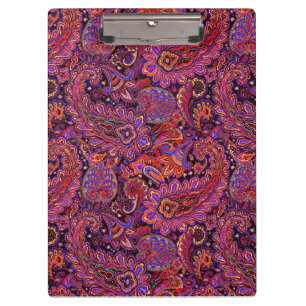 Intricate Paisley design in Rich Red and Purple Clipboard