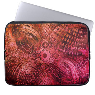 Intricate Paisley Motif in Dark Red Laptop Sleeve