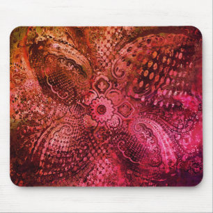 Intricate Paisley Motif in Dark Red Mouse Pad