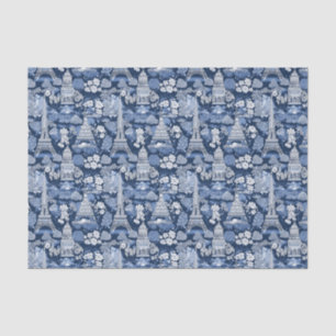 Intricate Parisian Blue Toile patterned Tissue Paper